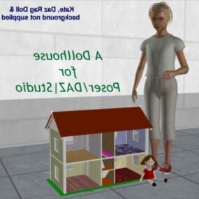 Casa de bonecas com personagem feminina Modelo 3D