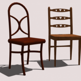 Chaises en bois simples modèle 3D