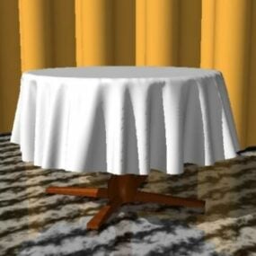Round Table Furniture With Silk Cloth 3d model