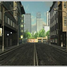Un bâtiment de ville à Road View modèle 3D