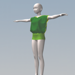 Dívka postava s oblečením módní 3d model