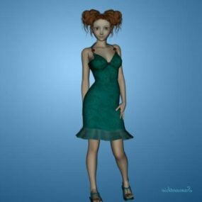 3d модель дівчинки-підлітка в гарній сукні