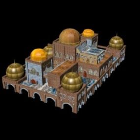 球体の屋根を持つ古代の寺院の建物3Dモデル