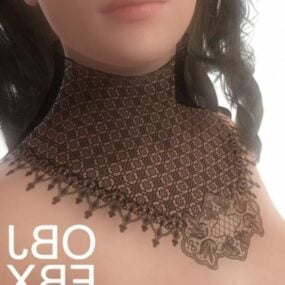 Personagem de menina com espartilho de pescoço Modelo 3d
