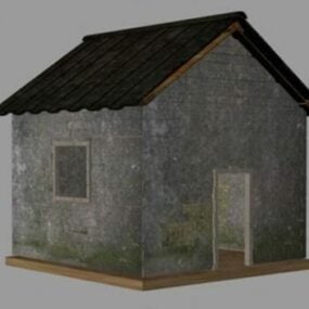 Glass House Building In Night 3d model