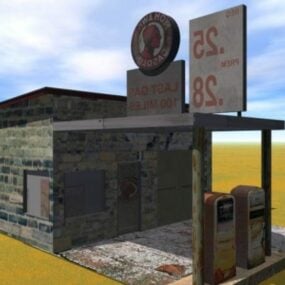 废弃的加油站大楼3d模型