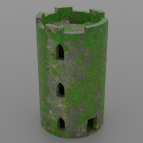 Forladt sten middelalderlig tårnbygning 3d-model