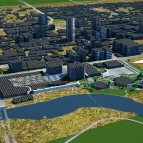 アデレード市の建物鳥瞰図3Dモデル