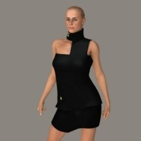 Girl Character With Black Suit 3d model