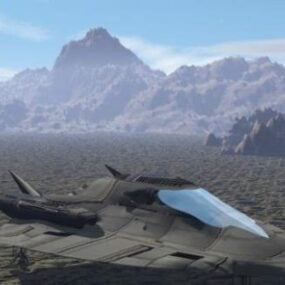 エイリアンの未来的なデルタ宇宙船 3D モデル