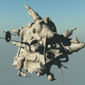 外星岩石太空飞船3d模型