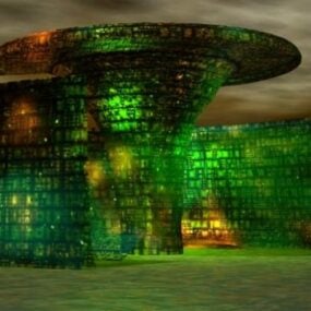 نموذج مشهد بناء مدينة الخيال العلمي ثلاثي الأبعاد