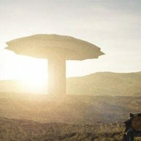 Alien-Turm mit Landschafts-3D-Modell