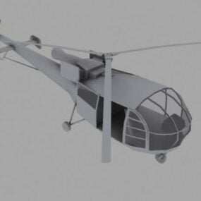 Mô hình 3d Khái niệm máy bay trực thăng Alouette
