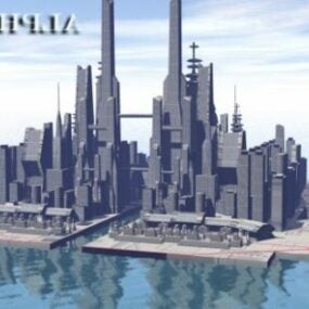 Modello 3d della costruzione della città del grattacielo