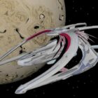 Futuristická kosmická loď s planetou Andromeda