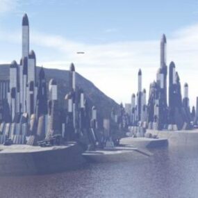 Modello 3d dell'edificio della città di Andromeda