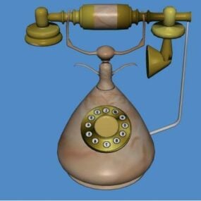 טלפון עתיק דגם תלת מימד בצבע פליז