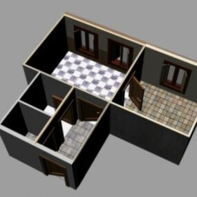 Appartement kamer perspectief 3D-model