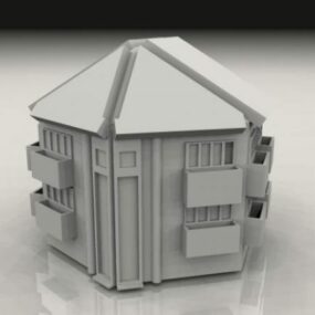 Modello 3d dell'edificio di appartamenti di piccole dimensioni
