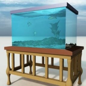 3д модель стеклянного аквариума на подставке