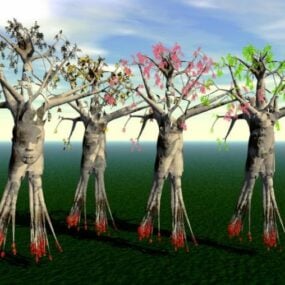 Árvore alta com folhas Modelo 3D