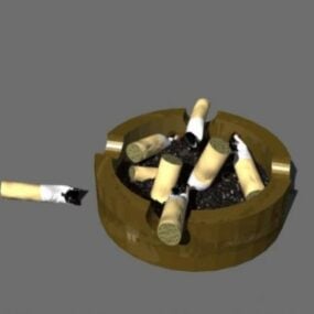 منفضة سجائر مع دخان خافت نموذج ثلاثي الأبعاد