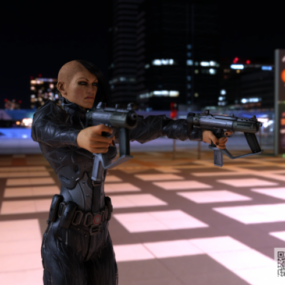 Female Agent With Gun 3d model