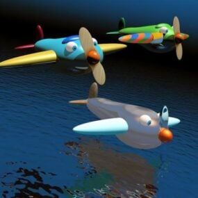 Avion Avión de dibujos animados modelo 3d