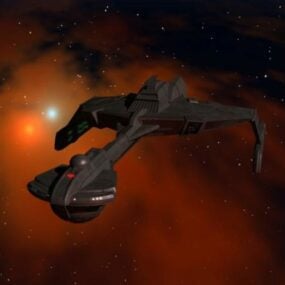 Modello 3d della navicella spaziale futuristica Klingon