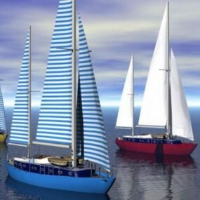 Modello 3d di piccola nave a vela