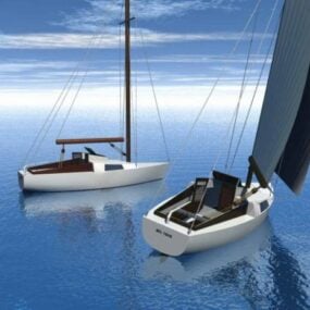 مدل سه بعدی دو قایق بادبانی