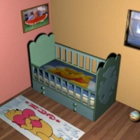 Habitación de bebé con cuna modelo 3d