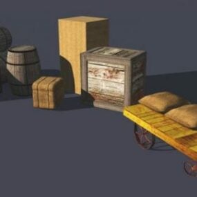 Barrel Crate Warehouse Station 3d model