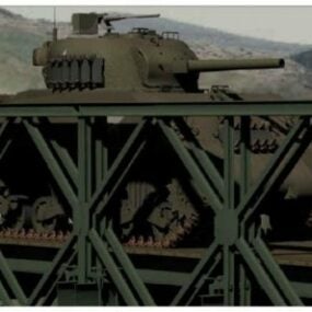 A Tank On Bailey Bridge 3d model