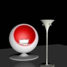 Ball Stol Äggstol med golvlampa 3d-modell