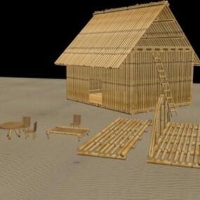 Bamboo Hut House 3d-model