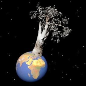 지구와 바오밥 나무 3d 모델