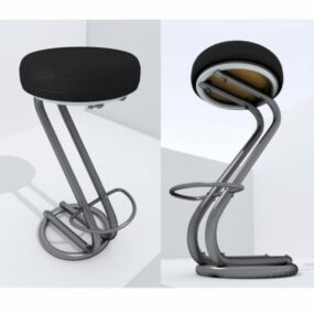 Chaise de Bar Pied Courbé Inox modèle 3D