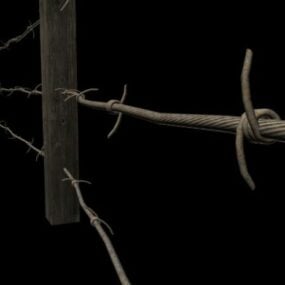 Military Wire Fence Barbed Style 3d model