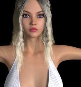 Modelo 3d de personagem de menina de cabelo dinâmico