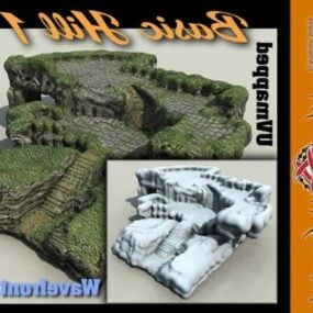 Model 3D terenu na wzgórzu skalnym
