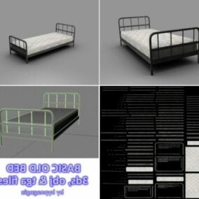 نموذج سرير حديدي أساسي ثلاثي الأبعاد
