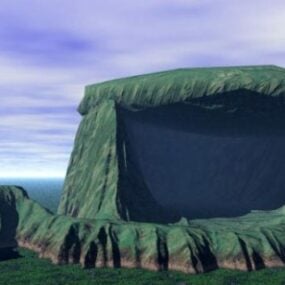 Military Hangar Building With Camo 3d model