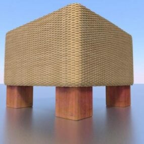 Kwadratowy stołek z tkaniny Model 3D
