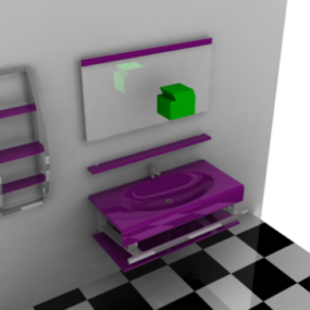 Nội thất vệ sinh phòng tắm Mô hình 3d màu tím