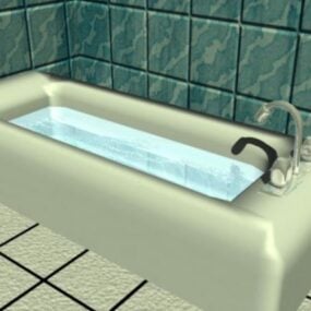 पानी के साथ बाथटब 3डी मॉडल