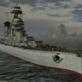 Modelo 3D do navio de guerra da Marinha no mar