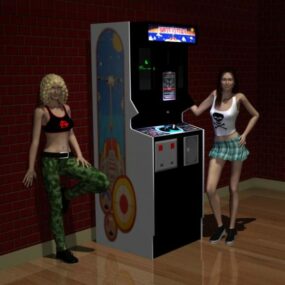 3д модель аркады Battlezone с женским персонажем
