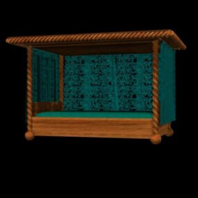 Antique Bed With Curtain 3d model